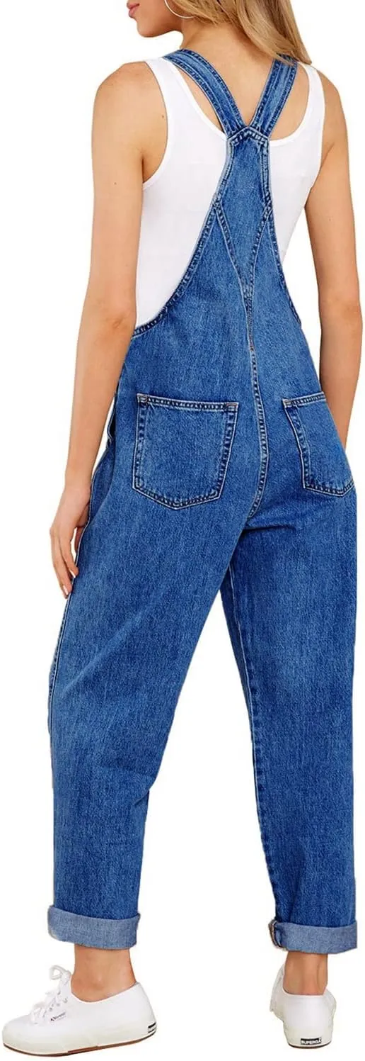luvamia Women's Casual Stretch Adjustable Denim Bib Overalls Jeans Pants Jumpsuits