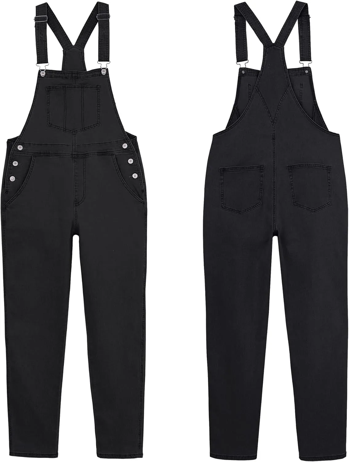 luvamia Women's Casual Stretch Adjustable Denim Bib Overalls Jeans Pants Jumpsuits