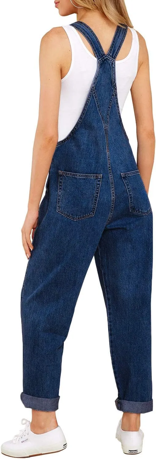 luvamia Women's Casual Stretch Adjustable Denim Bib Overalls Jeans Pants Jumpsuits