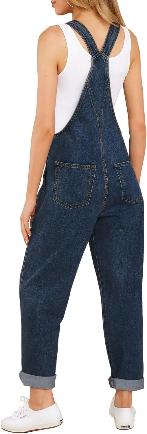 luvamia Women's Casual Stretch Adjustable Denim Bib Overalls Jeans Pants Jumpsuits