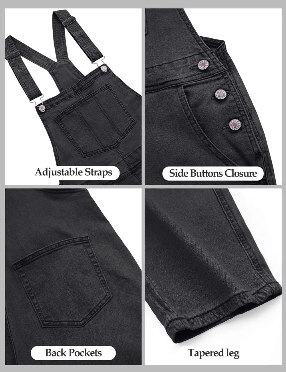 luvamia Women's Casual Stretch Adjustable Denim Bib Overalls Jeans Pants Jumpsuits