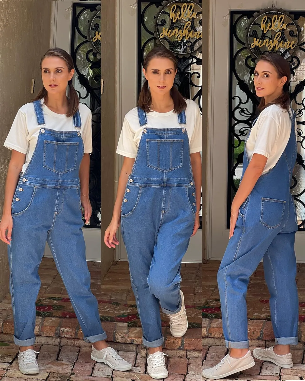 luvamia Women's Casual Stretch Adjustable Denim Bib Overalls Jeans Pants Jumpsuits