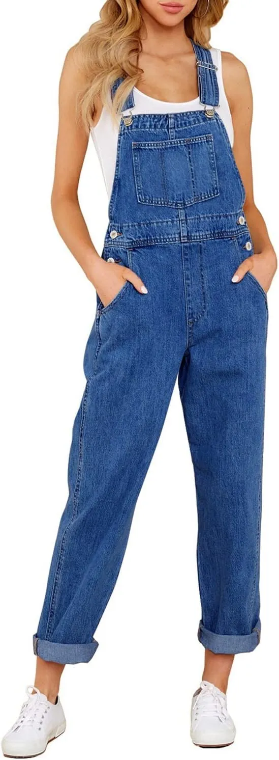 luvamia Women's Casual Stretch Adjustable Denim Bib Overalls Jeans Pants Jumpsuits