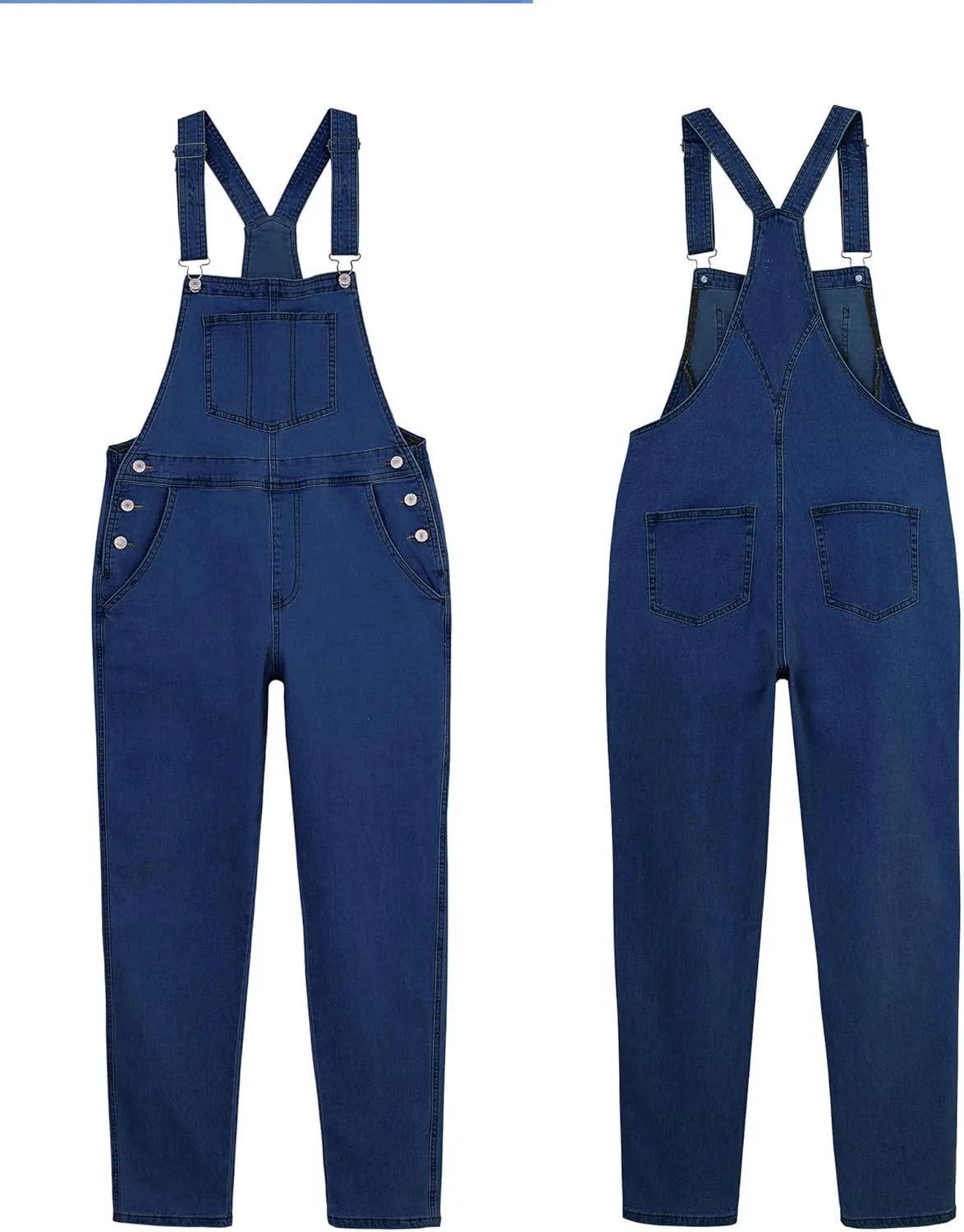 luvamia Women's Casual Stretch Adjustable Denim Bib Overalls Jeans Pants Jumpsuits