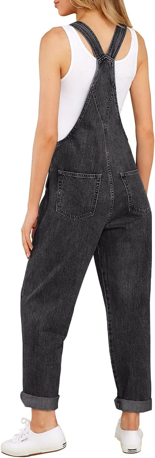 luvamia Women's Casual Stretch Adjustable Denim Bib Overalls Jeans Pants Jumpsuits