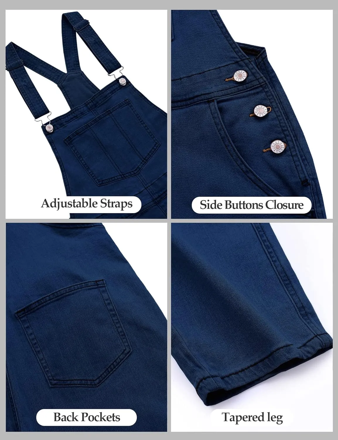 luvamia Women's Casual Stretch Adjustable Denim Bib Overalls Jeans Pants Jumpsuits