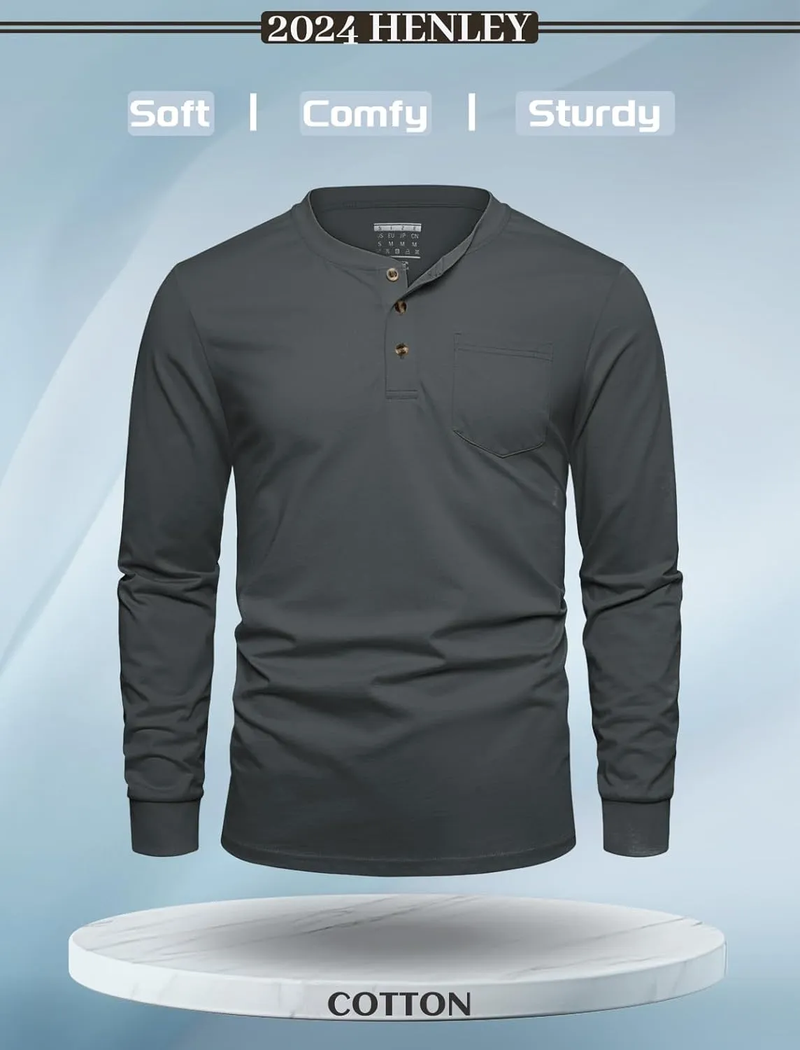 MAGCOMSEN Mens Henley Long Sleeve Casual Shirts Cotton Pocket t Shirts Summer Fitted Plain Tops Lightweight Fashion