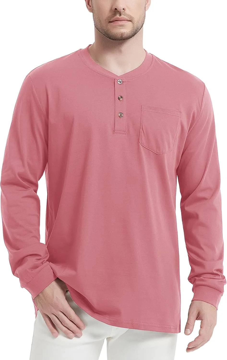 MAGCOMSEN Mens Henley Long Sleeve Casual Shirts Cotton Pocket t Shirts Summer Fitted Plain Tops Lightweight Fashion