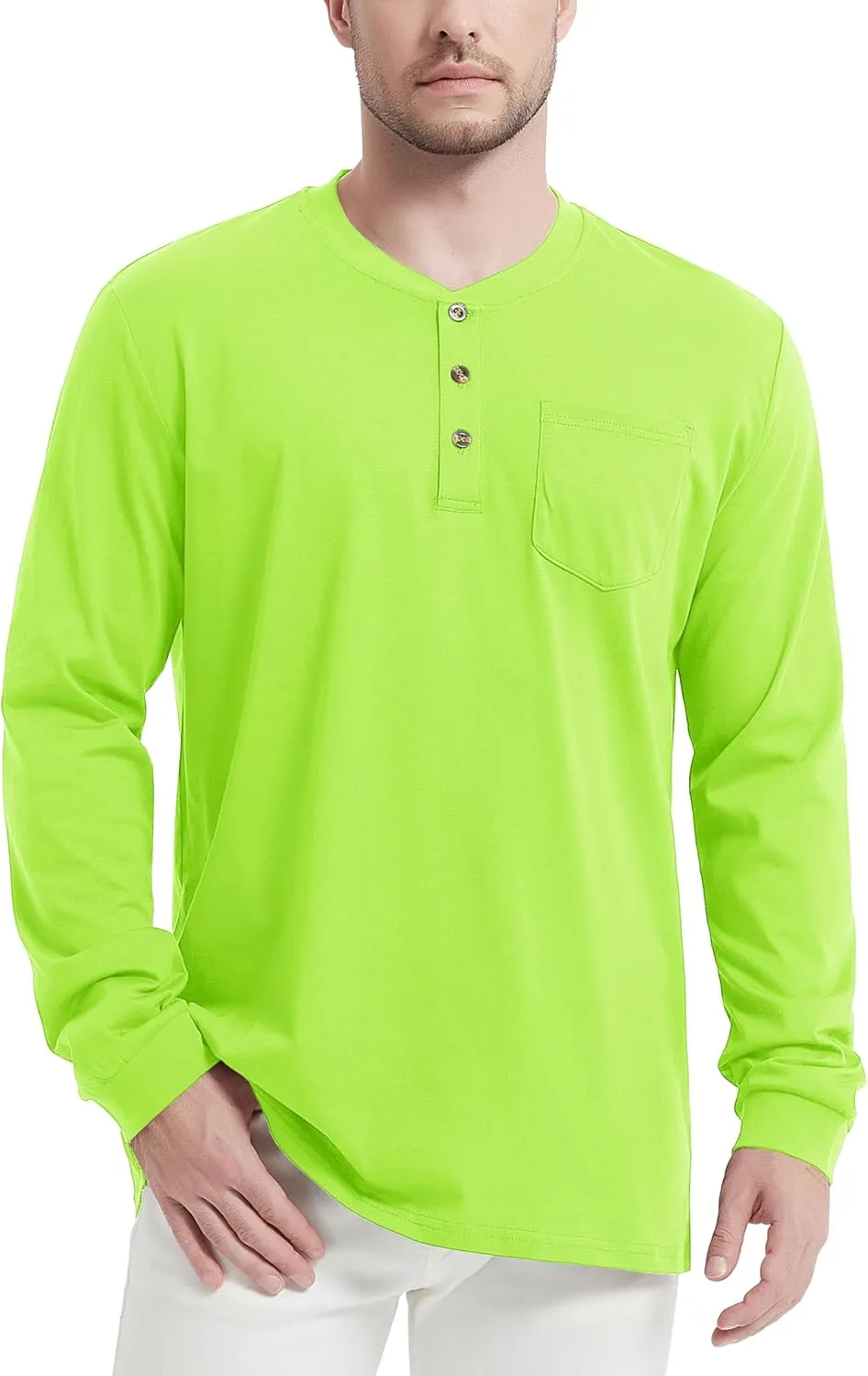 MAGCOMSEN Mens Henley Long Sleeve Casual Shirts Cotton Pocket t Shirts Summer Fitted Plain Tops Lightweight Fashion