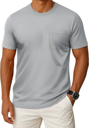MAGCOMSEN Mens Pocket T Shirts Cooling UPF 50  Summer Tee Shirt Short Sleeve Crewneck Tee Cotton Lightweight Casual T-Shirt