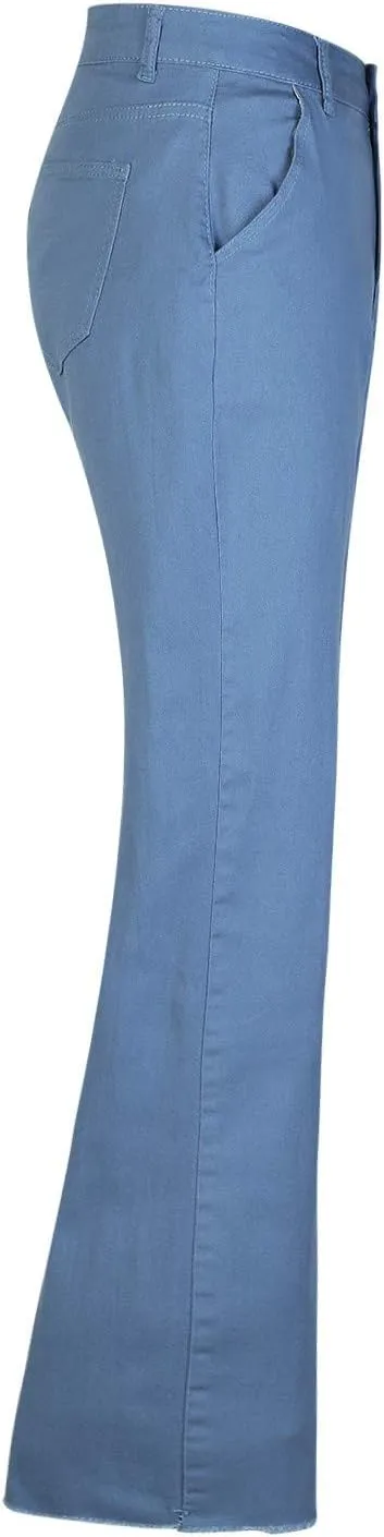 Maryia Women's High Waisted Corduroy Solid Pants Hipster Wide Leg Casual Trousers Straight Lounge Baggy Sweatpants