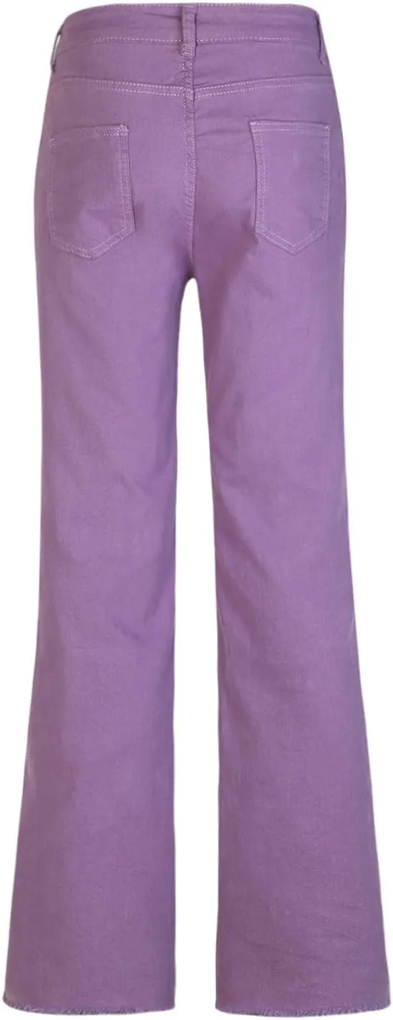 Maryia Women's High Waisted Corduroy Solid Pants Hipster Wide Leg Casual Trousers Straight Lounge Baggy Sweatpants