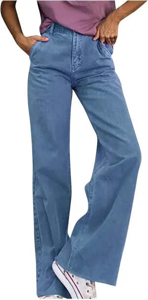 Maryia Women's High Waisted Corduroy Solid Pants Hipster Wide Leg Casual Trousers Straight Lounge Baggy Sweatpants