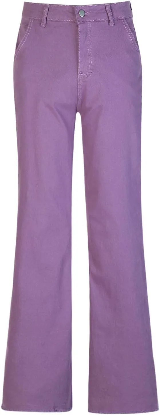 Maryia Women's High Waisted Corduroy Solid Pants Hipster Wide Leg Casual Trousers Straight Lounge Baggy Sweatpants