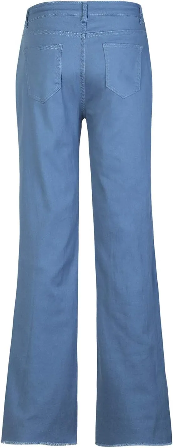 Maryia Women's High Waisted Corduroy Solid Pants Hipster Wide Leg Casual Trousers Straight Lounge Baggy Sweatpants