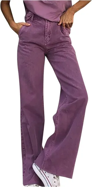 Maryia Women's High Waisted Corduroy Solid Pants Hipster Wide Leg Casual Trousers Straight Lounge Baggy Sweatpants