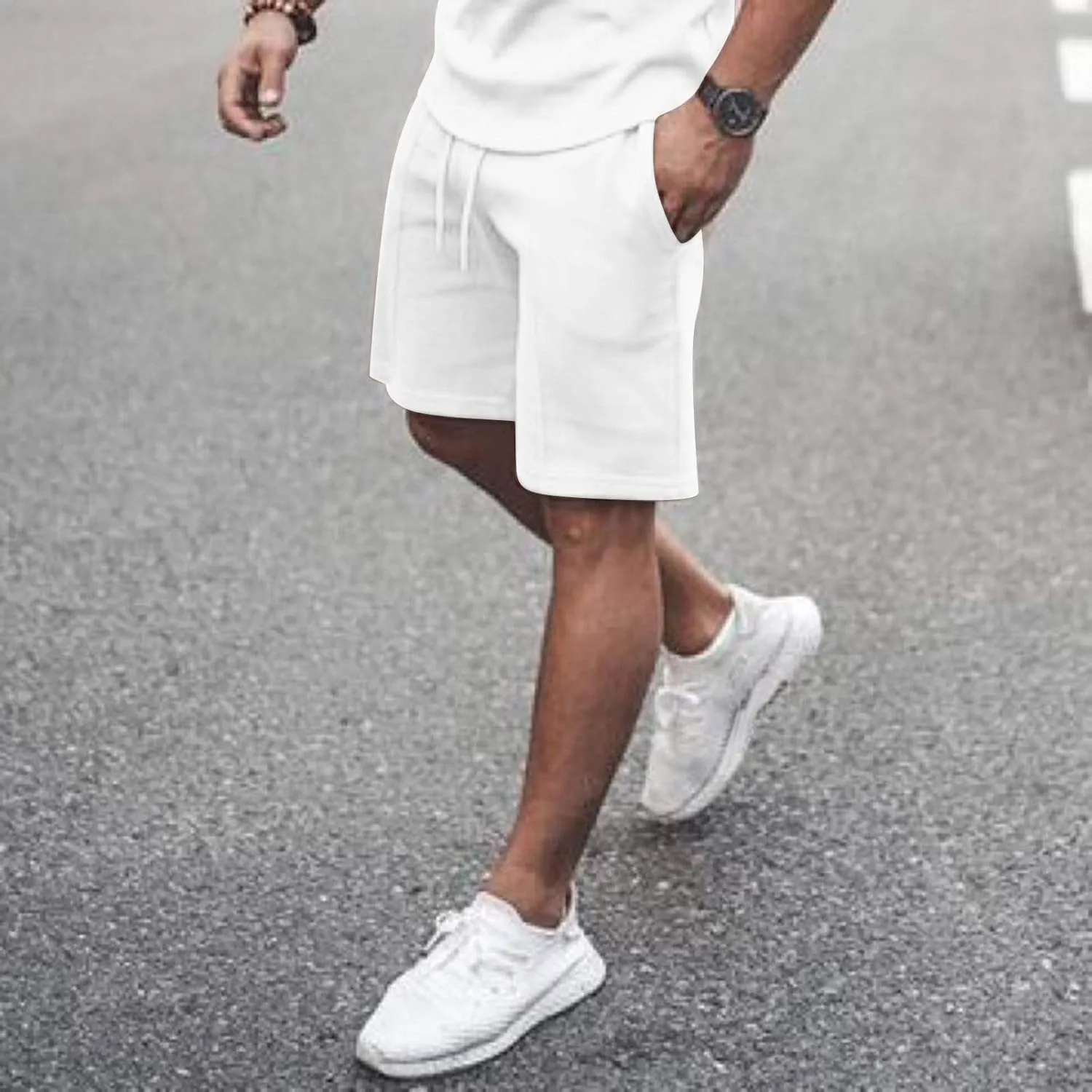 Men 2 Piece Outfits Summer Casual Crew Neck Muscle Short Sleeve Tee Shirts and Classic Fit Sport Shorts Set Tracksuit