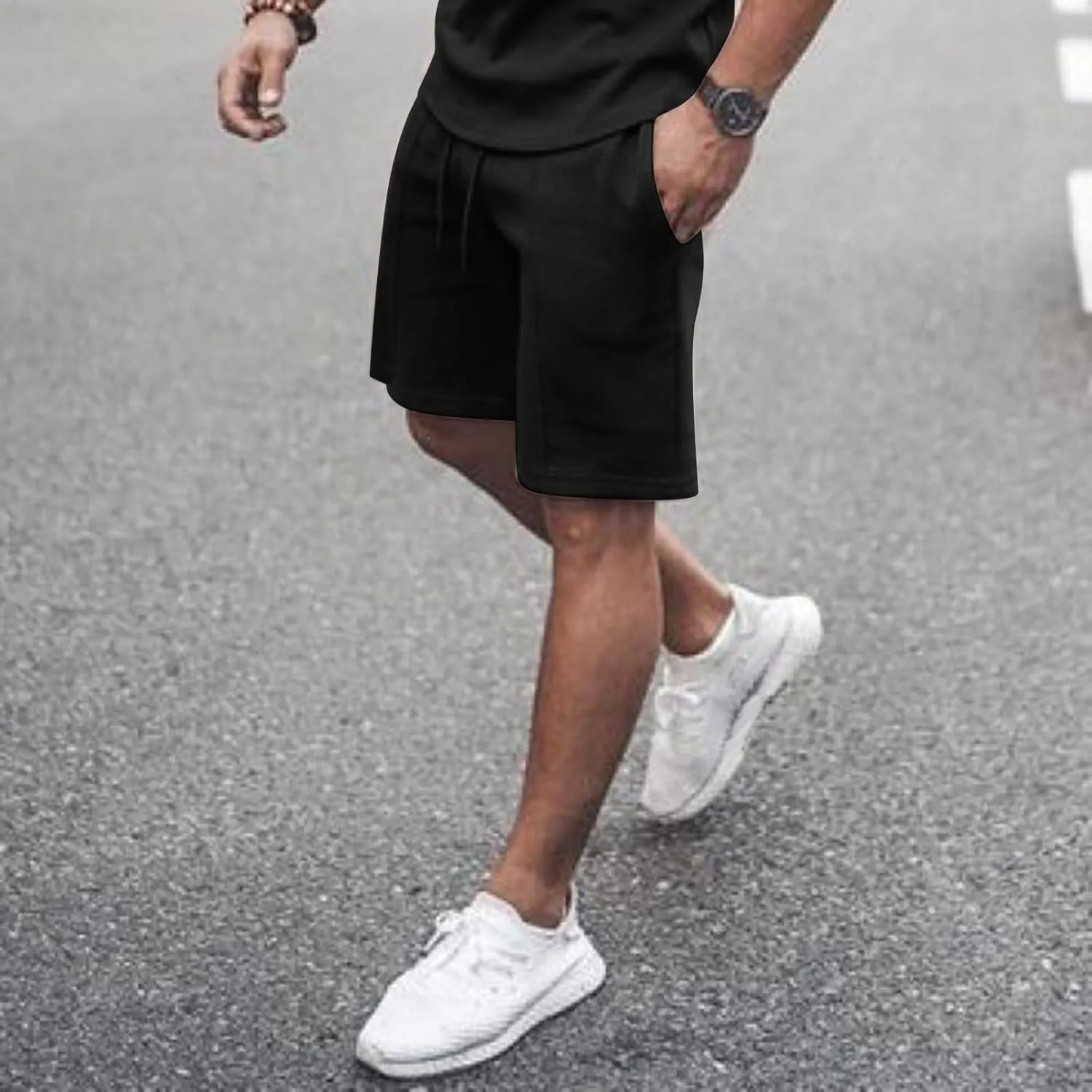 Men 2 Piece Outfits Summer Casual Crew Neck Muscle Short Sleeve Tee Shirts and Classic Fit Sport Shorts Set Tracksuit
