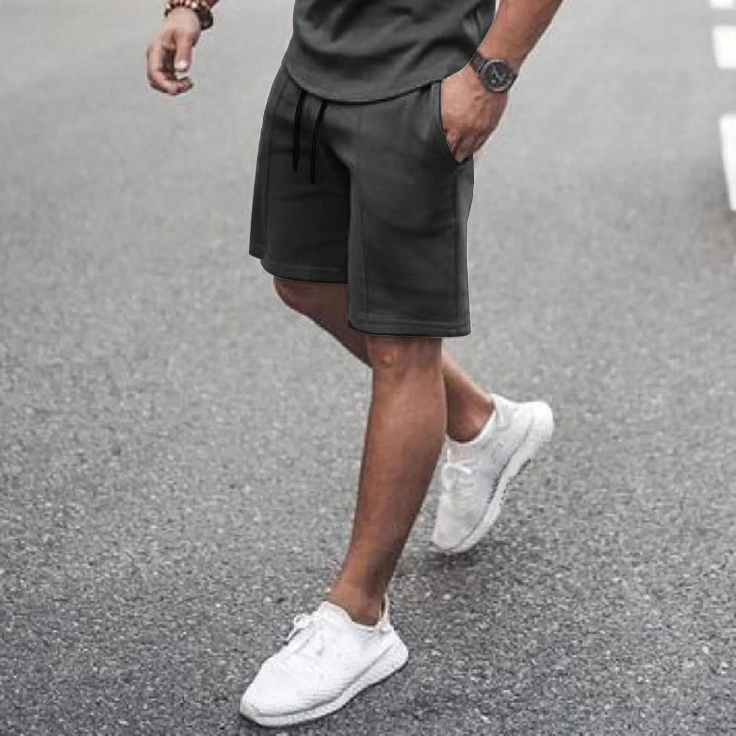 Men 2 Piece Outfits Summer Casual Crew Neck Muscle Short Sleeve Tee Shirts and Classic Fit Sport Shorts Set Tracksuit