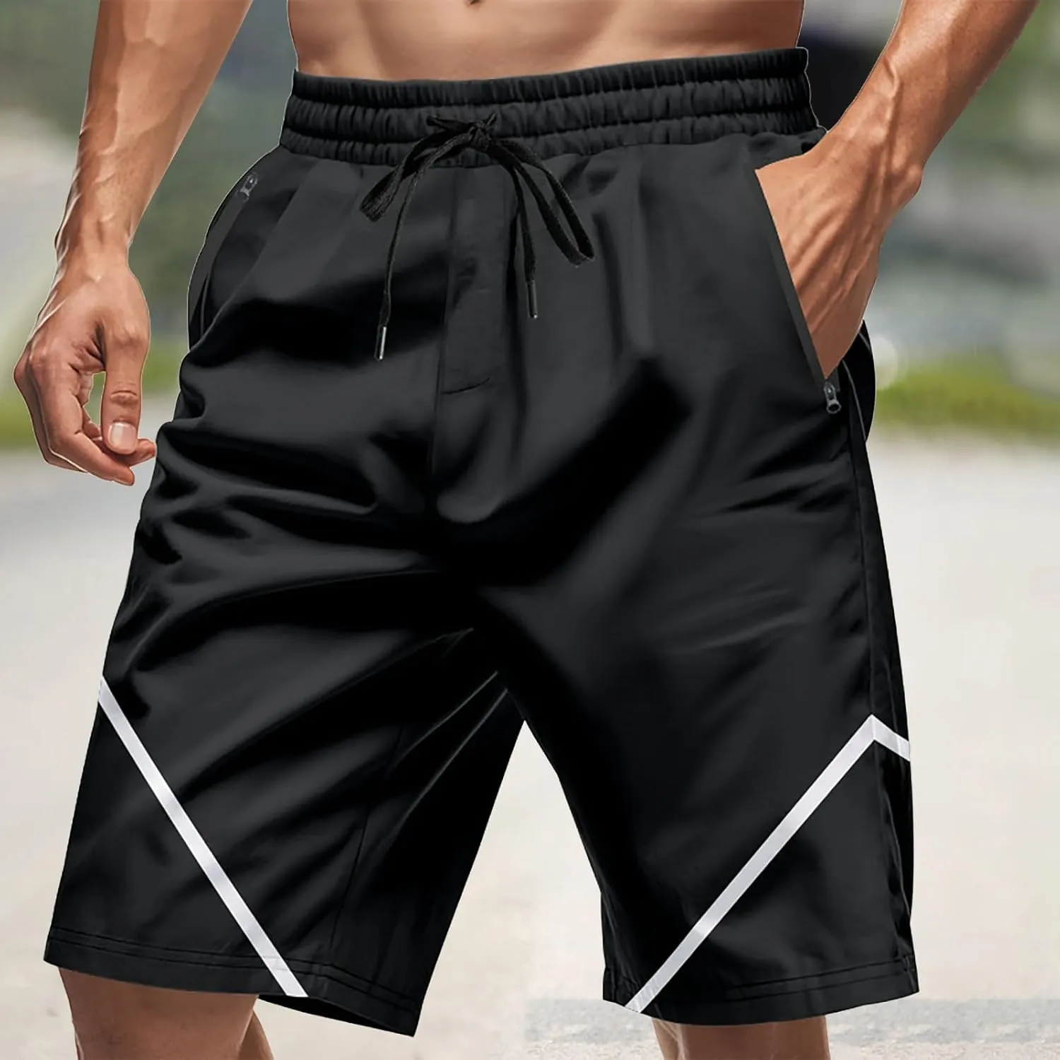 Men Athletic Shorts Beach Basketball Workout SweatShorts Elastic Waist Drawstring Loose Fit Comfy Shorts with Pockets
