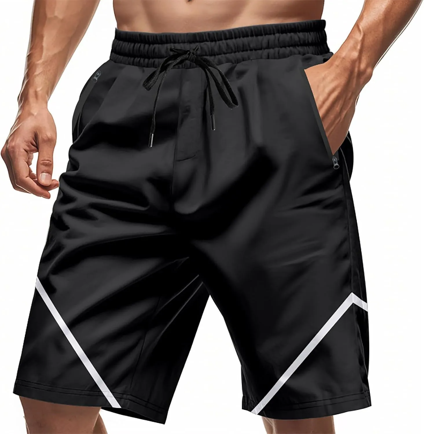 Men Athletic Shorts Beach Basketball Workout SweatShorts Elastic Waist Drawstring Loose Fit Comfy Shorts with Pockets