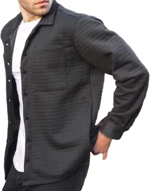 Men Casual Plaid Shirt Long Sleeve Lapel Button Cotton Casual Coat Outdoor Sport Travel Daily Clothes with Pocket