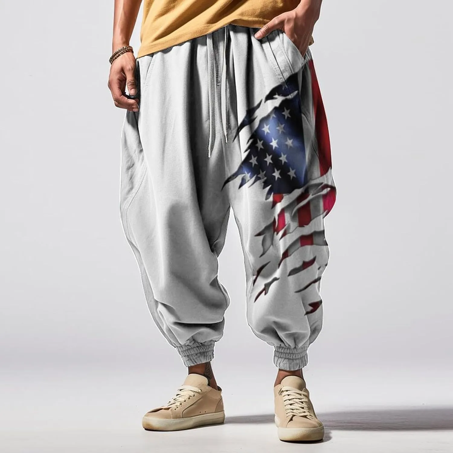Men Cotton Baggy Hippie Yoga Harem Pants Casual Sweatpants Loose Drop Crotch Trousers Loose Pants Mens Cargo