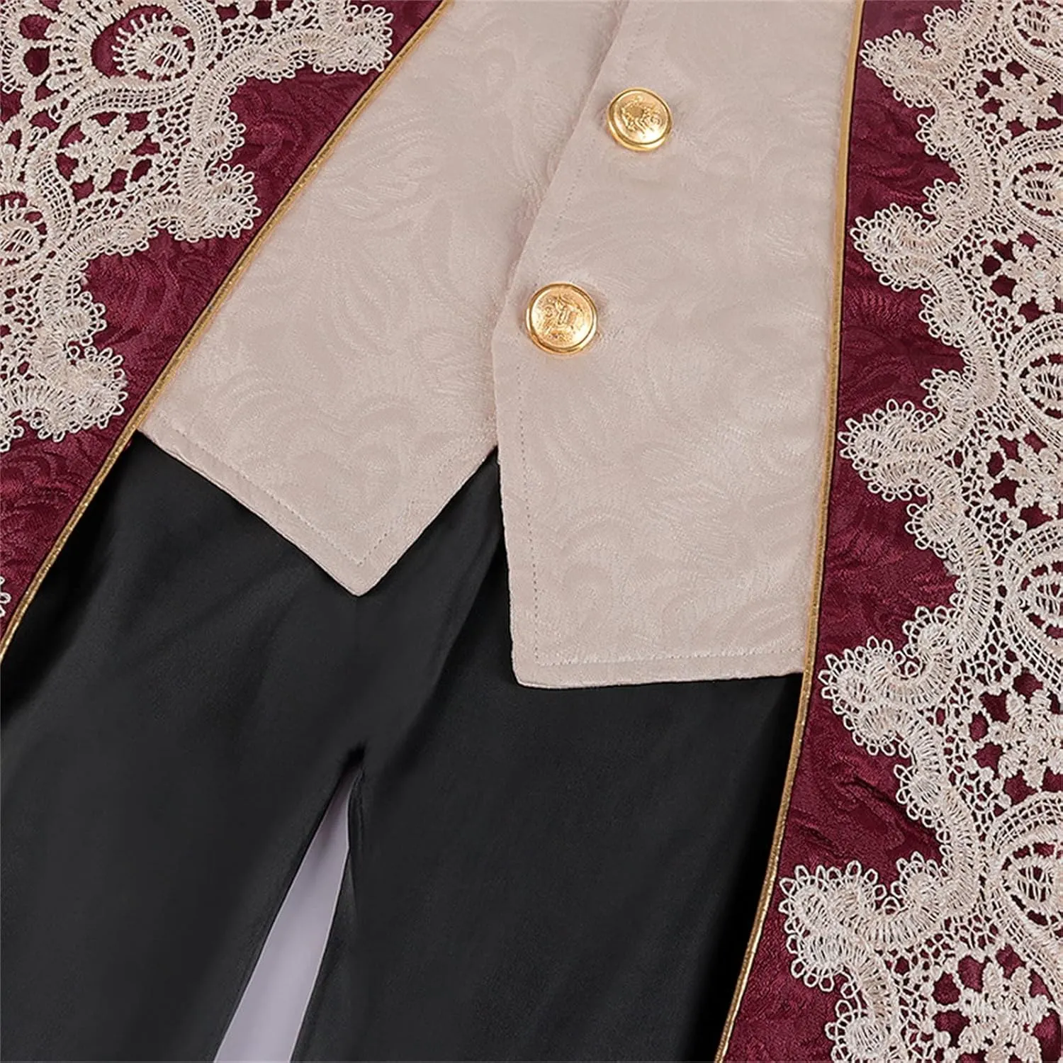 Men Embroidery Steampunk Tailcoat Jackets Turn Down Collar Button Jacket Gothic Victorian Frock Coat Halloween Costume