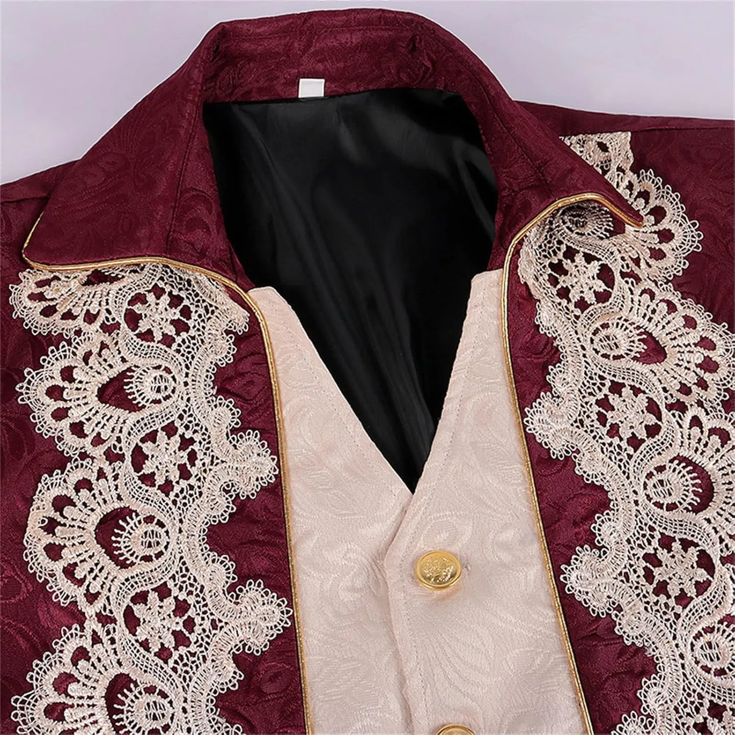 Men Embroidery Steampunk Tailcoat Jackets Turn Down Collar Button Jacket Gothic Victorian Frock Coat Halloween Costume