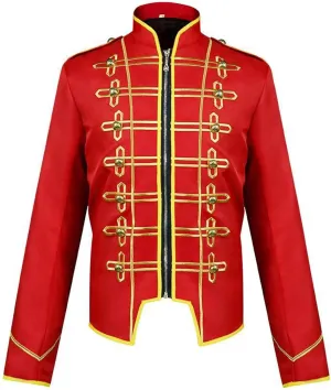Men Gothic Steampunk Jackets Prince Coats Military Drummer Parade Jacket Zip Up Stand Collar Blazer Halloween Costumes