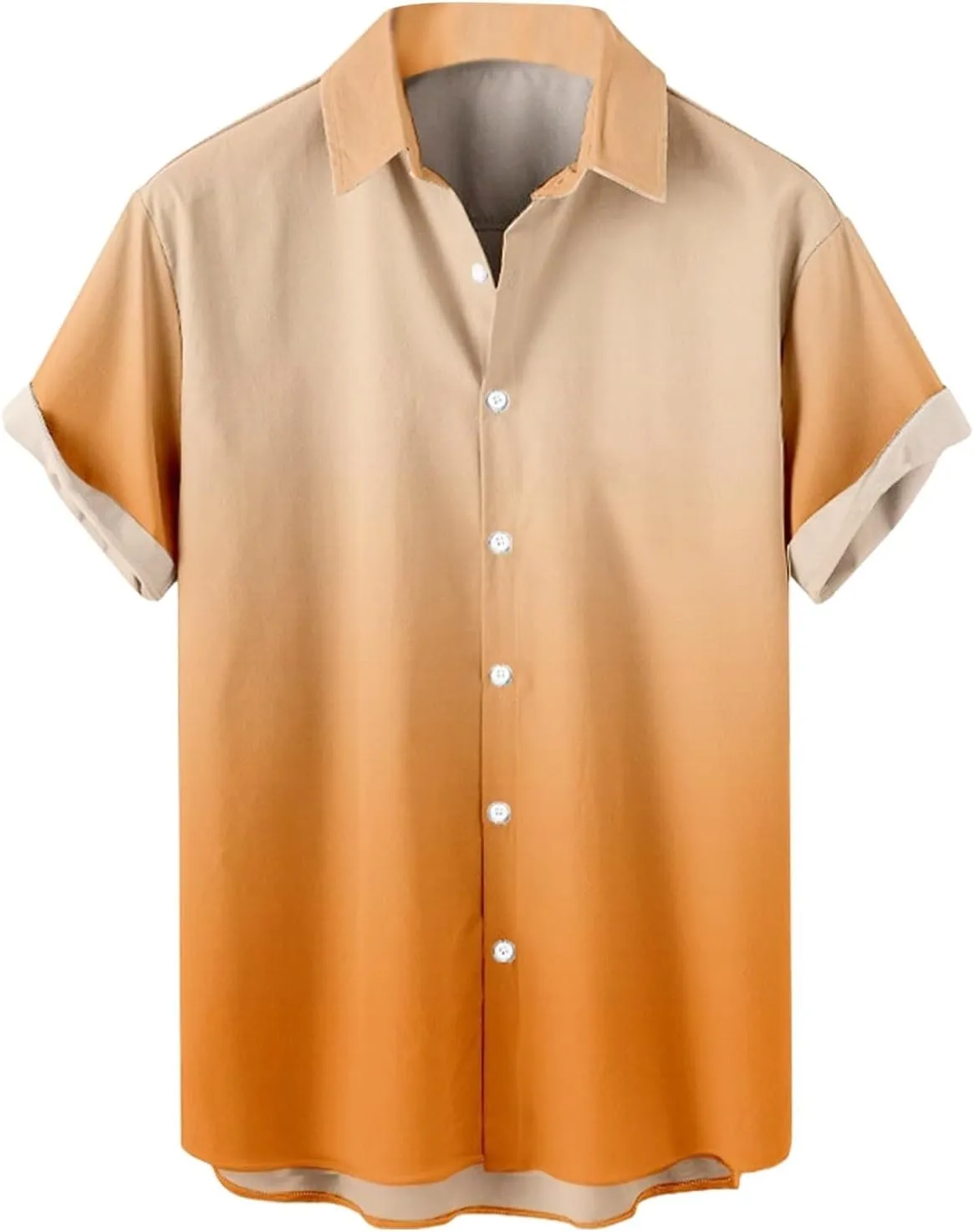 Men Hawaiian Shirts Short Sleeve Casual Gradient Button Down Tees Summer Holiday Party Beach Tops