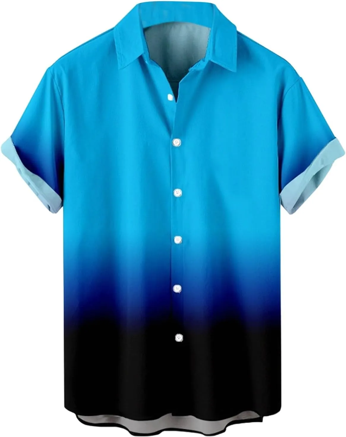 Men Hawaiian Shirts Short Sleeve Casual Gradient Button Down Tees Summer Holiday Party Beach Tops