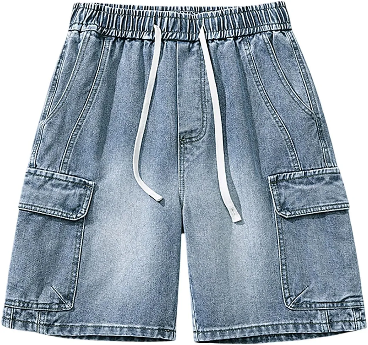 Men Loose Hip Hop Long Jean Shorts Work Denim Shorts with Pockets Skateboard Pants Streetwear Clothes