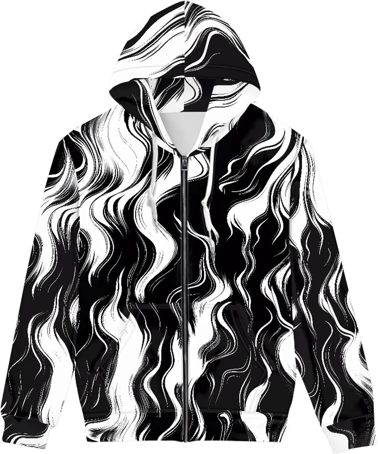 Men Novelty 3D Skull Print Long Sleeve Zip up Hoodies Pullover Sweatshirts with Pocket