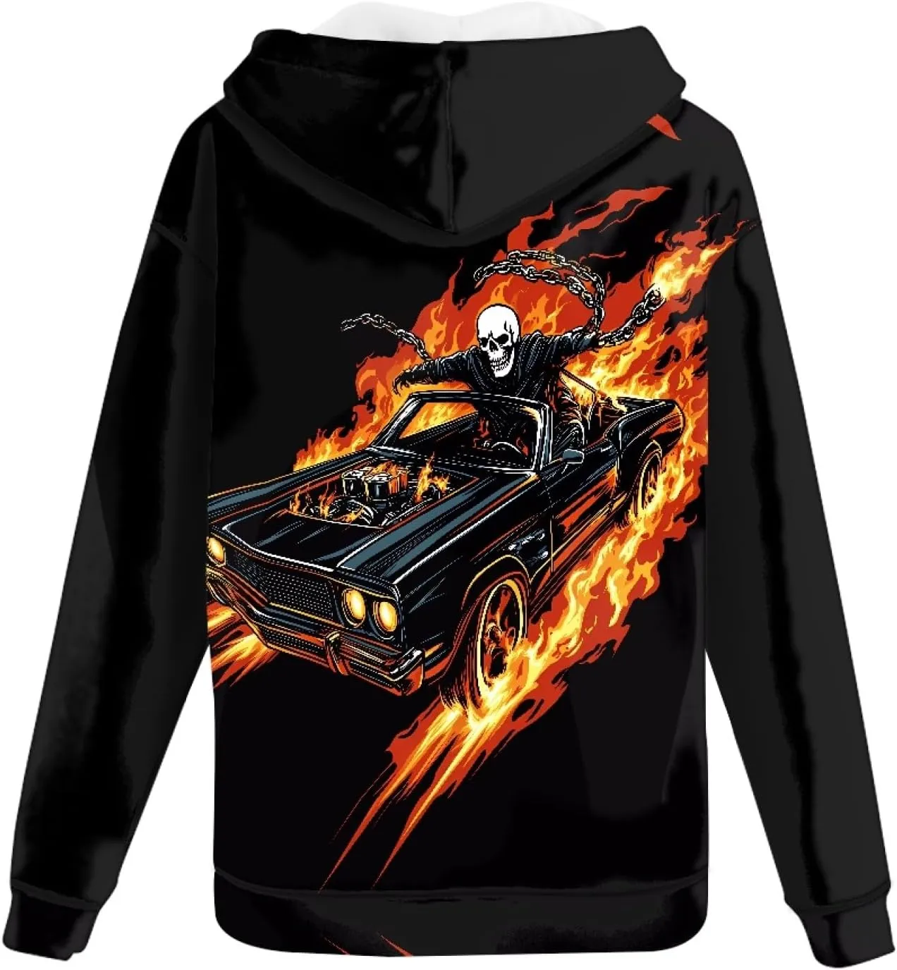 Men Novelty 3D Skull Print Long Sleeve Zip up Hoodies Pullover Sweatshirts with Pocket