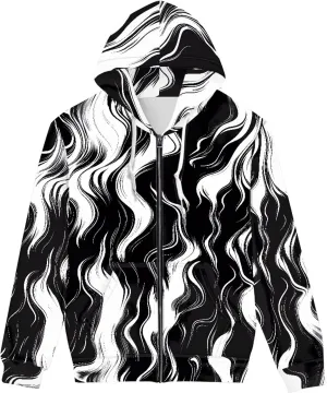 Men Novelty 3D Skull Print Long Sleeve Zip up Hoodies Pullover Sweatshirts with Pocket