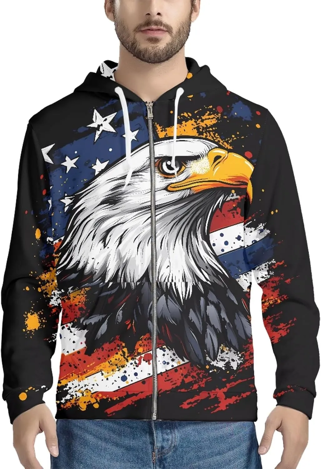 Men Novelty 3D Skull Print Long Sleeve Zip up Hoodies Pullover Sweatshirts with Pocket