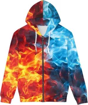 Men Women Full Zip-Up Hoodies 3D Print Graphic Sweatshirts Cool Novelty Hooded Hoodie
