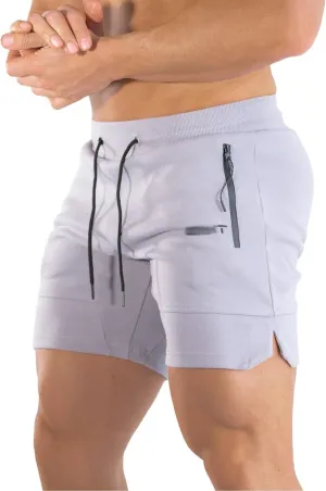 Men Workout Shorts Lightweigh Quick Dry Running Fitness SweatShorts Casual Drawstring Summer Shorts with Zip Pockets