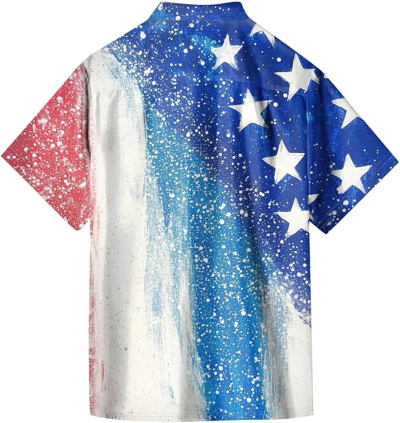 Men's American Flag Print Patriotic Shirt Casual Short Sleeve Hawaiian Button Down Top Summer Vacation Beach Party Blouse