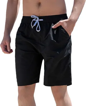Men's Athletic Shorts with Pockets, Summer Casual Drawstring Running Gym Shorts Lightweight Quick Dry Beach Shorts