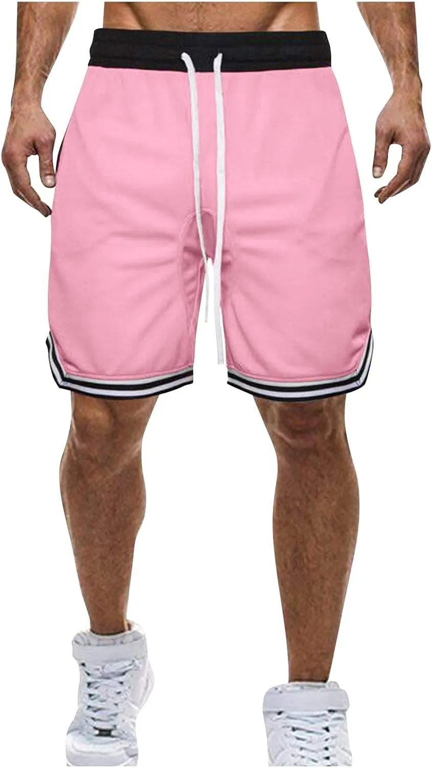 Men's Basketball Shorts with Zipper Pockets Lightweight Quick Dry Mesh Athletic Running Sweat Shorts Drawstring