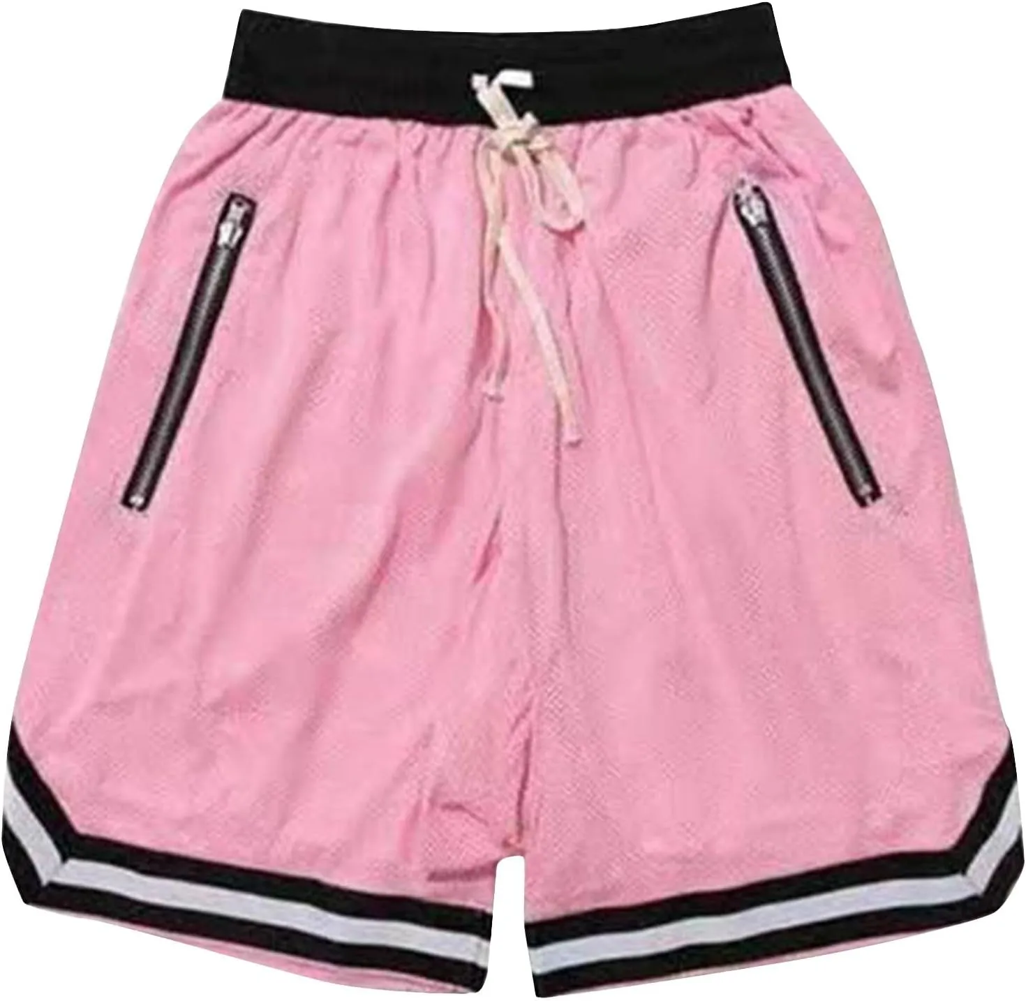 Men's Basketball Shorts with Zipper Pockets Lightweight Quick Dry Mesh Athletic Running Sweat Shorts Drawstring