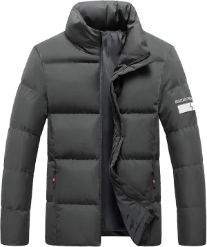 Mens Big and Tall Winter Puffer Jacket Packable Windproof Midweight Insulated Jacket Thermal Zip Up Puffer Jacket