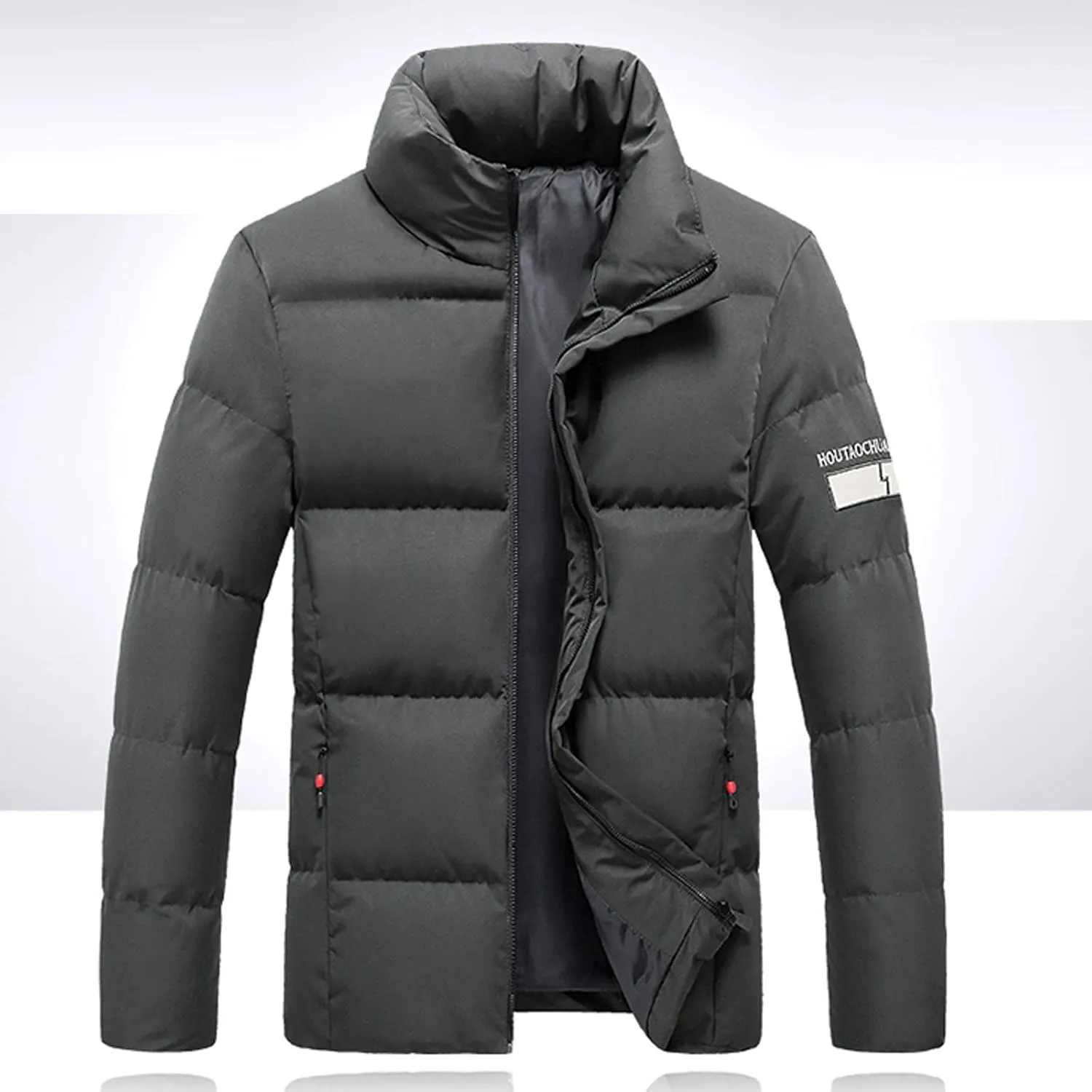 Mens Big and Tall Winter Puffer Jacket Packable Windproof Midweight Insulated Jacket Thermal Zip Up Puffer Jacket