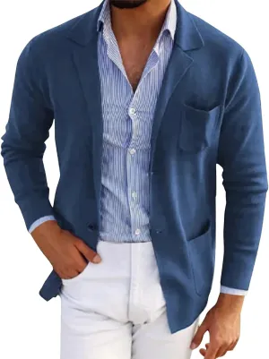 Mens Blazers Slim Fit Business Casual Suit Jackets Lightweight One Button Notched Lapel Travel Suit Sport Coats Plus Size