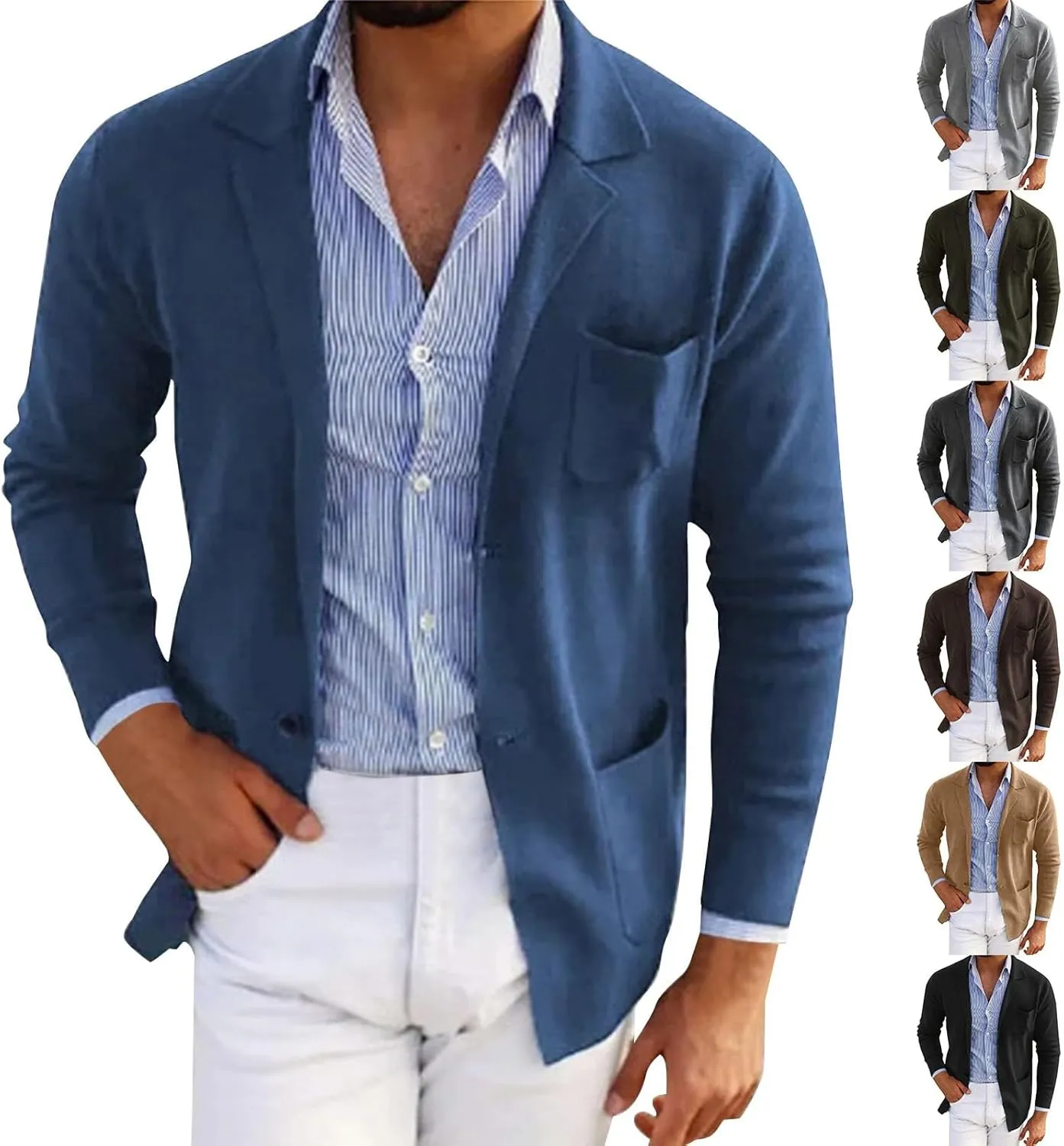 Mens Blazers Slim Fit Business Casual Suit Jackets Lightweight One Button Notched Lapel Travel Suit Sport Coats Plus Size