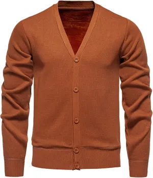 Mens Cardigan Sweater Coat V Neck Button Long Sleeve Casual Jacket Trendy Business Style Golf Outwear Vest Plus Size