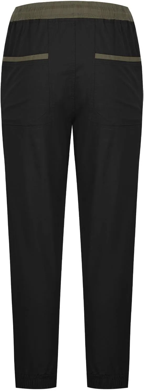 Mens Cargo Pants Loose Drawstring Elastic Waist Tapered Trousers Trendy Cinch Bottom Casual Work Pants with Pockets