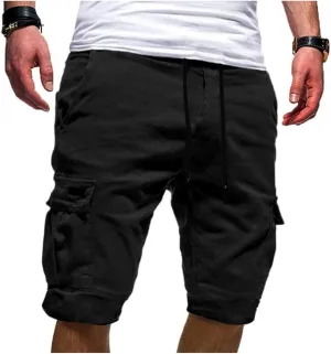 Mens Cargo Shorts Athletic Workout Gym Sweat Shorts Summer Casual Elastic Waist Short with Pockets
